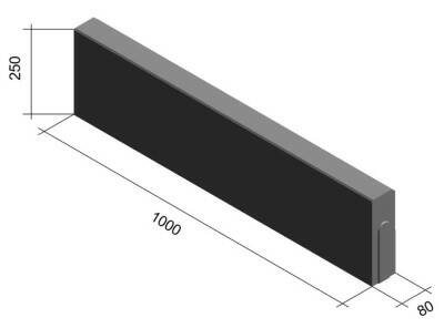 Obrubník parkový DITON šedý – 1000 × 80 × 250 mm